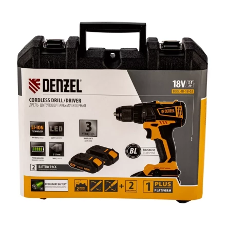 Дрель-шуруповерт аккумуляторная BLDL-IB-18-02 Denzel 26121 купить в Нефтеюганске