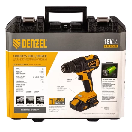 Дрель-шуруповерт аккумуляторная BLDL-IB-18-02 Denzel 26121 купить в Нефтеюганске