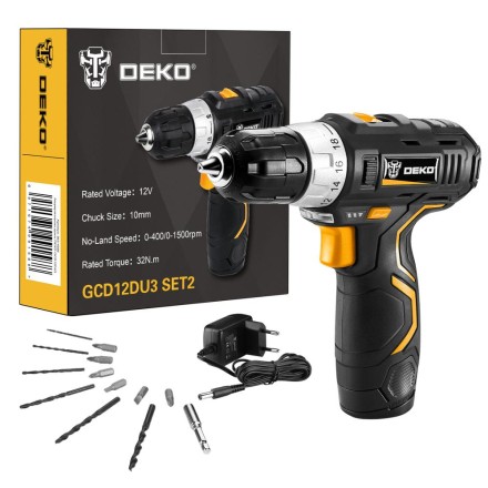 Дрель аккумуляторная в наборе DEKO GCD12DU3 SET2 Li-Ion, 063-4146 купить в Нефтеюганске