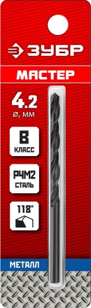 ЗУБР 4.2 х 75 мм, сталь Р4М2, класс В, сверло по металлу (29605-4.2) купить в Нефтеюганске