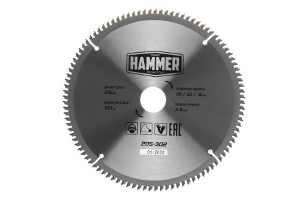 Диск пильный твердосплавный HAMMER Ф216х30мм 100зуб. купить в Нефтеюганске
