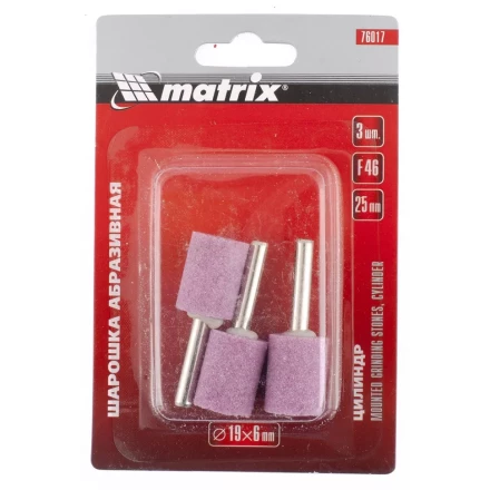 Шарошка абразивная цилиндр 10 x 20 x 3 мм F80 3 штуки MATRIX 76018 купить в Нефтеюганске