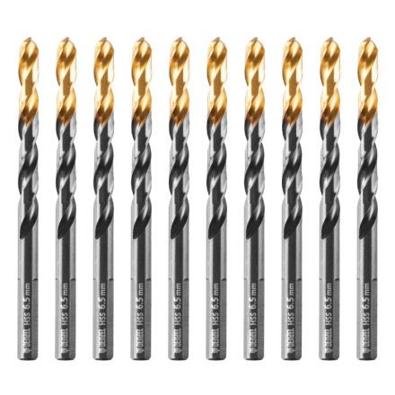Сверло по металлу, 6,5 мм, HSS-Tin, Golden Tip, 10 шт. Denzel 717216 купить в Нефтеюганске