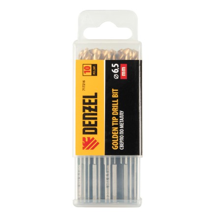 Сверло по металлу, 6,5 мм, HSS-Tin, Golden Tip, 10 шт. Denzel 717216 купить в Нефтеюганске
