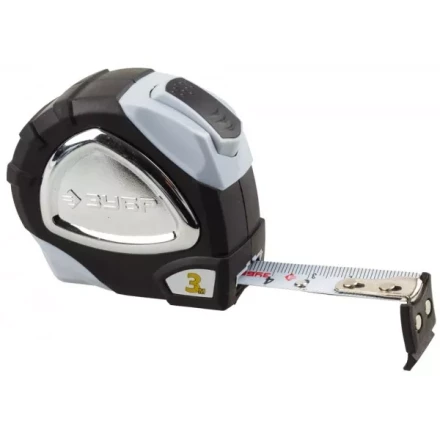 Рулетка ЗУБР &quot;ЭКСПЕРТ&quot; &quot;ПРЕМИУМ&quot;, двухкомпонентный корпус, автостоп, полотно с нейлоновым напылением, 3 м / 16 мм 34050-03-16_z01 купить в Нефтеюганске