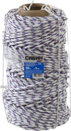 Фал плетёный полипропиленовый СИБИН 16-прядный с полипропиленовым сердечником, диаметр 6 мм, бухта 100 м, 320 кгс 50215-06 купить в Нефтеюганске