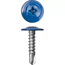 Саморезы ЗУБР с прессшайбой и сверлом по листовому металлу до 2мм, окрашенные в RAL-5005, PH2, 4,2х19мм, 450шт 300211-42-019-5005