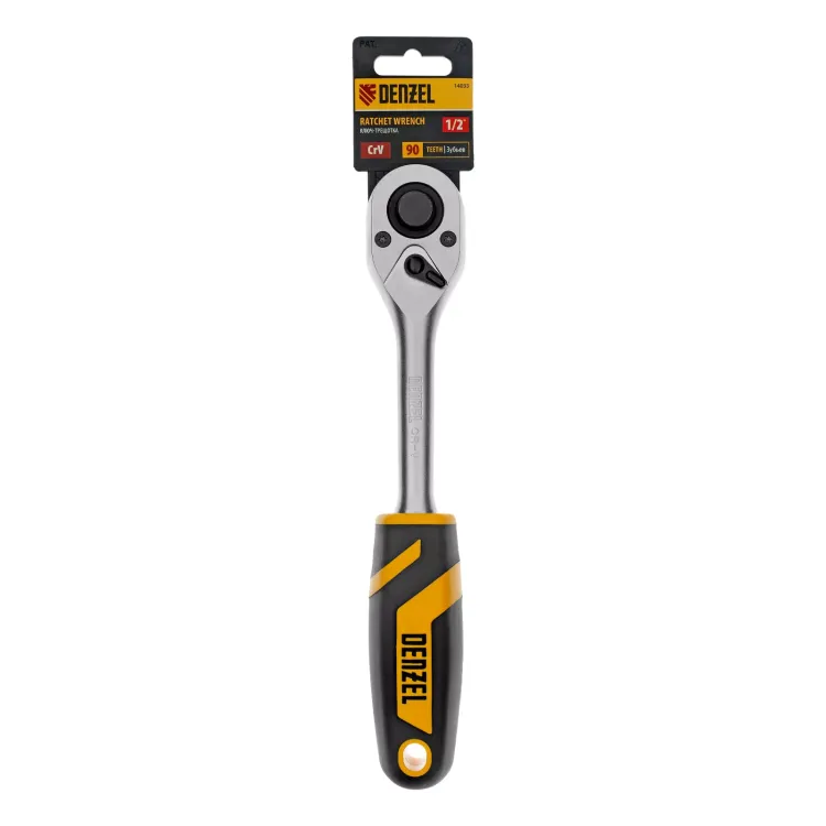 Ключ-трещотка 1/2" Denzel 14033, 90 зубьев, с быстрым сбросом, CrV купить в Нефтеюганске