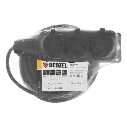 Удлинитель-шнур силовой Denzel Top Series 37421, КГТТ, 10м, 3 розетки, 3 x 1,5 мм, 3 м купить в Нефтеюганске