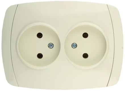 Розетка СВЕТОЗАР &quot;CITY LIGHT&quot; двойная в сборе, без заземления, цвет бежевый, 16А/~250В SV-54202-B купить в Нефтеюганске