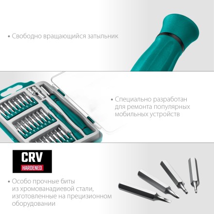 Набор Precision-28: для точных работ и всех видов мобильных устройств, двухкомпонентная рукоятка, Сr-V 25677 купить в Нефтеюганске