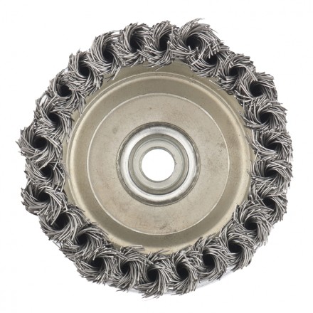 Щетка для УШМ Heavy Duty, 125 мм, М14, &quot;чашка&quot;, крученая металлическая проволока  MATRIX 74674 купить в Нефтеюганске