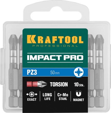 Биты для ударных шуруповертов KRAFTOOL Impact Pro PZ 26193-3-50-S10 купить в Нефтеюганске