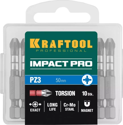 Биты для ударных шуруповертов KRAFTOOL Impact Pro PZ 26193-3-50-S10 купить в Нефтеюганске