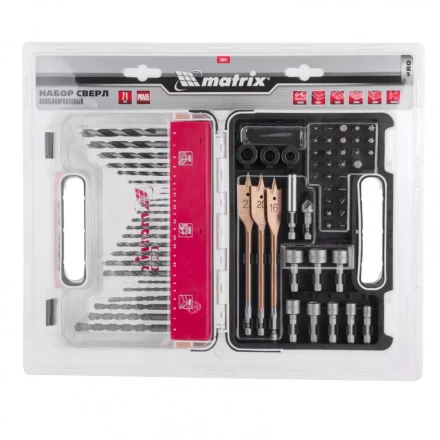 Набор сверл комбинированный по металлу 1-6 мм бетону 3-8 мм дереву 3-8 мм перки биты 30 шт адаптер головки 8 шт 71 предмет Pro Matrix 725671 купить в Нефтеюганске