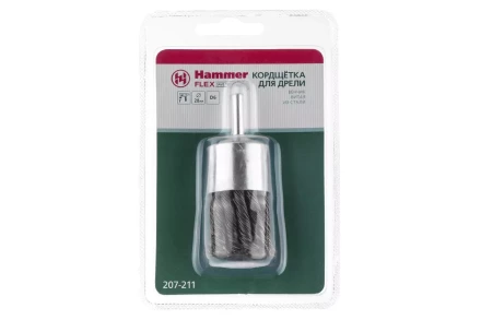 Кордщетка HAMMER кисть 28мм для дрели витая сталь (207-211) купить в Нефтеюганске