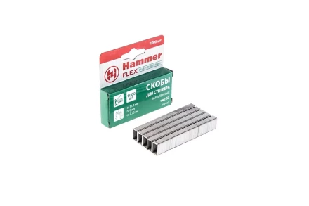 Скобы для степлера HAMMER 215-012 6мм, тип 53, 1000 шт. купить в Нефтеюганске