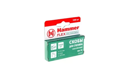 Скобы для степлера HAMMER 215-012 6мм, тип 53, 1000 шт. купить в Нефтеюганске