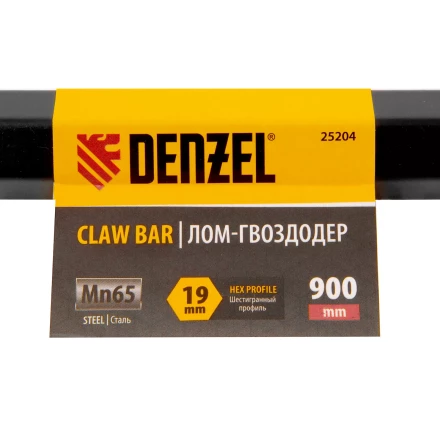Лом-гвоздодер, 900 мм, шестигранный 19 мм, окрашенный, сталь 65// Denzel 25204 купить в Нефтеюганске