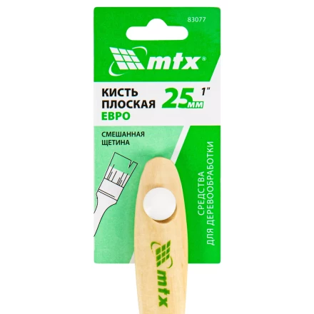 Кисть плоская &quot;Евро&quot; 1&quot;, смешанная щетина, деревянная ручка MTX 83077 купить в Нефтеюганске