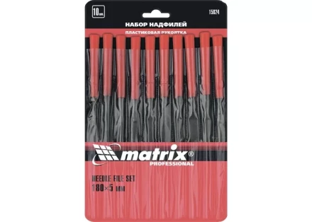 Набор надфилей 180 х 5мм 10 шт пластиковые рукоятки MATRIX 15824 купить в Нефтеюганске