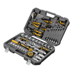 Набор инструментов Denzel 15801, 1/2&quot;, 1/4&quot;, CrV, S2, пластиковый кейс, 64 предмета