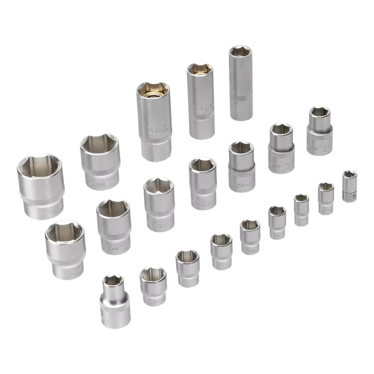 Набор инструментов Denzel 15801, 1/2", 1/4", CrV, S2, пластиковый кейс, 64 предмета купить в Нефтеюганске