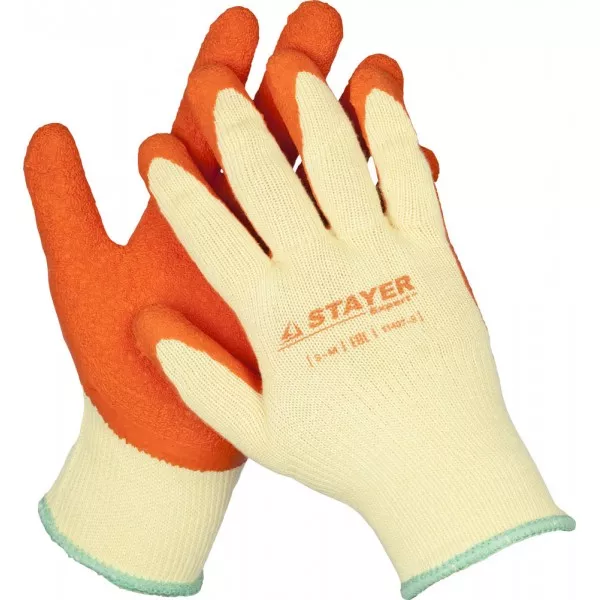 Перчатки STAYER "EXPERT"  рабочие с рельефным латексным покрытием, 10 класс, S-M 11407-S купить в Нефтеюганске