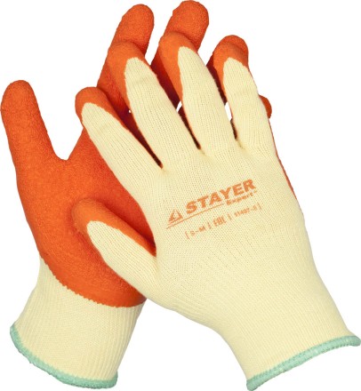 Перчатки STAYER &quot;EXPERT&quot;  рабочие с рельефным латексным покрытием, 10 класс, S-M 11407-S купить в Нефтеюганске