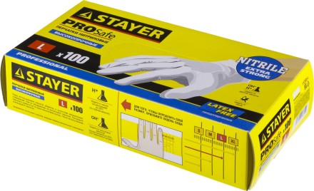 Перчатки STAYER &quot;PROFI&quot; нитриловые экстратонкие, L, 100шт 11203-L купить в Нефтеюганске