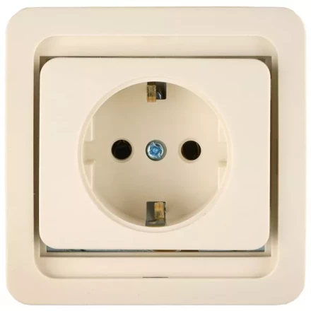 Розетка СВЕТОЗАР &quot;ГАММА&quot; одинарная, с заземлением, цвет бежевый, 16А/~250В SV-54105-B купить в Нефтеюганске
