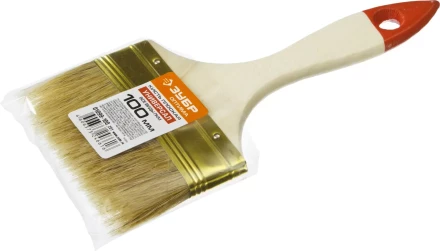 Кисть плоская ЗУБР &quot;УНИВЕРСАЛ-ОПТИМА&quot;, светлая щетина, деревянная ручка, 100мм 01099-100_z01 купить в Нефтеюганске