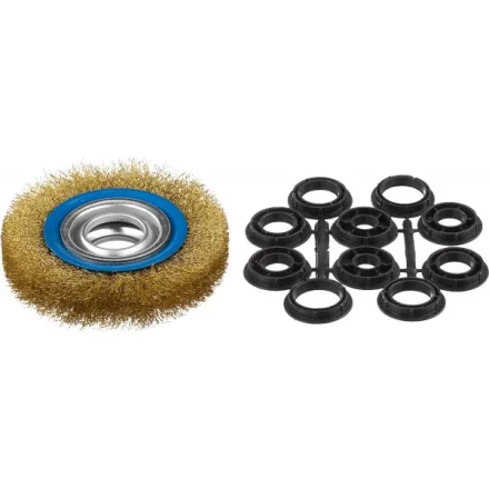 ЗУБР &quot;ПРОФЕССИОНАЛ&quot;. Щетка дисковая для точильно-шлифовального станка, витая стальная латунирован проволока 0,3мм, 125х32мм 35186-125_z01 купить в Нефтеюганске