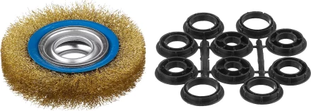 ЗУБР &quot;ПРОФЕССИОНАЛ&quot;. Щетка дисковая для точильно-шлифовального станка, витая стальная латунирован проволока 0,3мм, 125х32мм 35186-125_z01 купить в Нефтеюганске