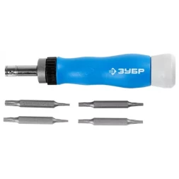 Набор ЗУБР Отвертка "ЭКСПЕРТ" для точных работ, реверсивная рукоятка, CR-V, сменные двусторонние биты TORX, 5предметов 25625-H5