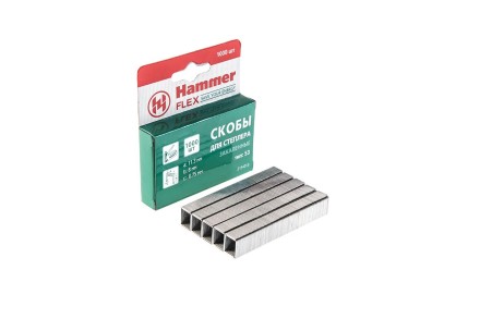 Скобы для степлера HAMMER 215-013 8мм, тип 53, 1000 шт. купить в Нефтеюганске