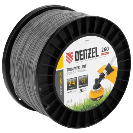 Леска для триммера двухкомпонентная звезда, 2,4мм х 260м, на DIN катушке EXTRA CORD// Denzel 96813 купить в Нефтеюганске