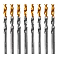 Сверло по металлу, 7,5 мм, HSS-Tin, Golden Tip, 8 шт. Denzel 717218