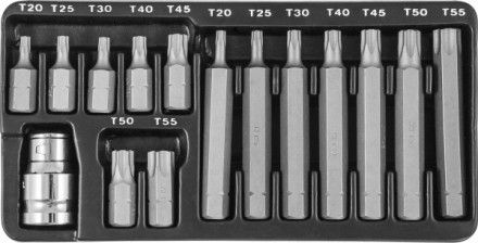 Набор вставок-бит 30 и 75 мм Torx T20-T55 15 предметов S29Н4215 S Jonnesway 47397 купить в Нефтеюганске