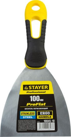 Шпатель STAYER &quot;PROFESSIONAL&quot; нержавеющее профилированное полотно, 2к ручка, 100 мм 10045-10 купить в Нефтеюганске