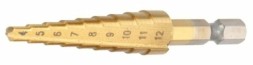 Сверло ступенчатое HSS-TiN с прямым желобком, 4-12x42x65, 1/4&quot; (Makita D-40113)