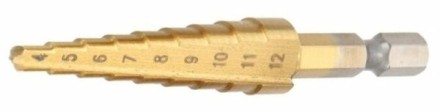 Сверло ступенчатое HSS-TiN с прямым желобком, 4-12x42x65, 1/4&quot; (Makita D-40113) купить в Нефтеюганске