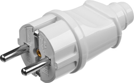 Вилка MAXElectro электрическая, 16А/220В, с заземлением, белая, STAYER 55160-W купить в Нефтеюганске