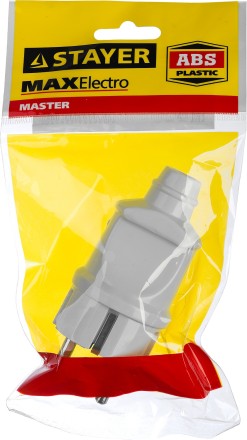 Вилка MAXElectro электрическая, 16А/220В, с заземлением, белая, STAYER 55160-W купить в Нефтеюганске