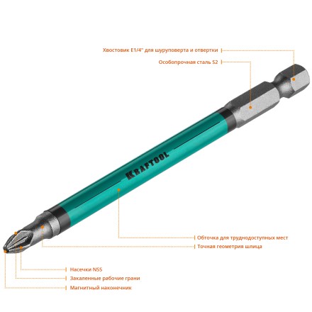 Биты KRAFTOOL OPTIMUM PZ 26124-2-100-10 купить в Нефтеюганске
