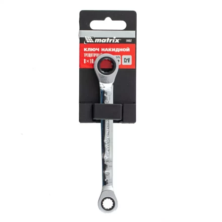 Ключ накидной трещоточный, 8 х 10 мм, CrV, зеркальный хром Matrix 14497 купить в Нефтеюганске