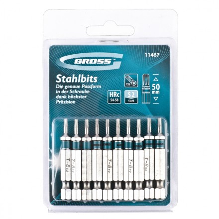 Набор бит TORX 8х50 сталь S2 10 шт GROSS 11467 купить в Нефтеюганске