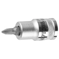 Торцовая бита-головка KRAFTOOL "INDUSTRIE QUALITAT", материал S2, PHILLIPS, сатинированная, 1/2", PH2 27901-2_z01