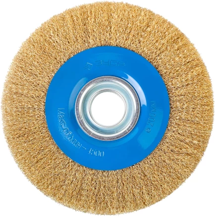 ЗУБР &quot;ПРОФЕССИОНАЛ&quot;. Щетка дисковая для точильно-шлифовального станка, витая стальная латунирован проволока 0,3мм, 200х32мм 35186-200_z01 купить в Нефтеюганске