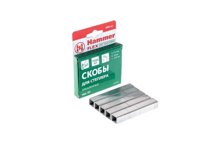 Скобы для степлера HAMMER 215-014  10мм, тип 53, 1000 шт. купить в Нефтеюганске